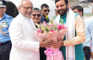 Vice President Shri C. P. Radhakrishnan arrived at Shaheed Bhagat Singh International Airport, Chandigarh on 04.09.2026. Governor, Punjab and Administrator, UT of Chandigarh Shri Gulab Chand Kataria; Chief Minister of Haryana Shri Nayab Singh Saini and other dignitaries welcomed the Vice President at the airport