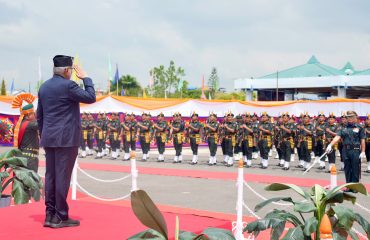 Vice President Shri C. P. Radhakrishnan was accorded a Guard of Honour upon his arrival at Bir Tikendrajit International Airport, Imphal on 08.09.2026.