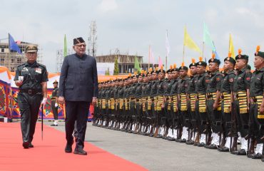 Vice President Shri C. P. Radhakrishnan was accorded a Guard of Honour upon his arrival at Bir Tikendrajit International Airport, Imphal on 08.09.2026.