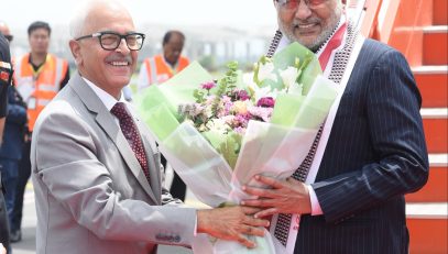 Vice President Shri C. P. Radhakrishnan arrived at Bir Tikendrajit International Airport, Imphal on 08.09.2026. He was warmly received by the Governor of Manipur, Shri Ajay Kumar Bhalla, and the Chief Minister, Shri Yumnam Khemchand Singh, along with other dignitaries.
