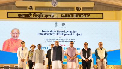 Vice-President Shri C. P. Radhakrishnan laid the foundation stone for ₹110 crore infrastructure development projects at Gauhati University on 07.09.2026
