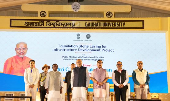 Vice-President Shri C. P. Radhakrishnan laid the foundation stone for ₹110 crore infrastructure development projects at Gauhati University on 07.09.2026