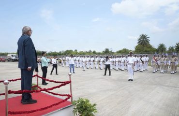Vice-President Shri C. P. Radhakrishnan arrived at Namo Airport, Daman, on his maiden visit to the Union Territory of Dadra and Nagar Haveli and Daman and Diu , on 11.09.2026. He was warmly received by Shri Praful Patel, Administrator of the Union Territory, and accorded a Guard of Honour.