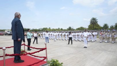 Vice-President Shri C. P. Radhakrishnan arrived at Namo Airport, Daman, on his maiden visit to the Union Territory of Dadra and Nagar Haveli and Daman and Diu , on 11.09.2026. He was warmly received by Shri Praful Patel, Administrator of the Union Territory, and accorded a Guard of Honour.