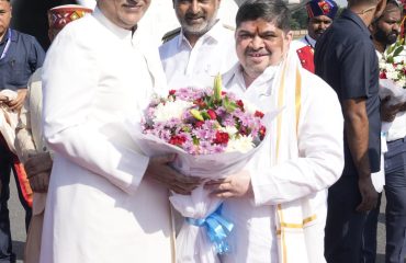 Vice-President Shri C. P. Radhakrishnan was warmly welcomed at Begumpet Airport, Hyderabad, upon his arrival on 17.09.2026