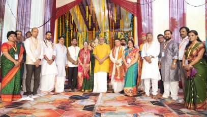 Vice-President Shri C. P. Radhakrishnan offered prayers and performed Puja at Maharashtra Sadan on the auspicious occasion of Ganesh Chaturthi at New Delhi on 14.09.2026