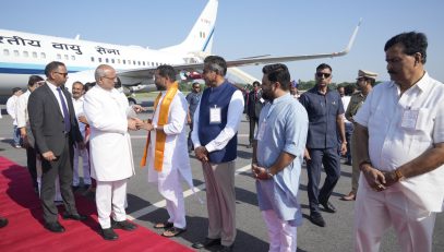 Vice-President Shri C. P. Radhakrishnan was warmly welcomed at Begumpet Airport, Hyderabad, upon his arrival on 17.09.2026