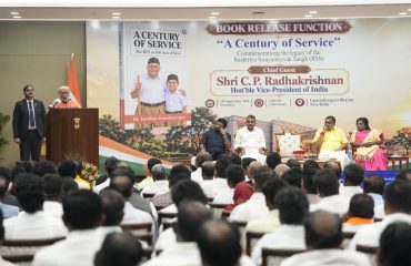Vice President C. P. Radhakrishnan released the book “A Century of Service – The RSS in 100 Acts of Seva” authored by former Governor of Telangana and former Lieutenant Governor of Puducherry, Dr. Tamilisai Soundararajan, at Uprashtrapati Bhavan, New Delhi on 15.09.2026