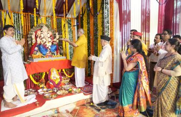 Vice-President Shri C. P. Radhakrishnan offered prayers and performed Puja at Maharashtra Sadan on the auspicious occasion of Ganesh Chaturthi at New Delhi on 14.09.2026
