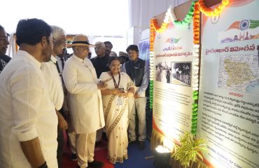 Vice-President Shri C. P. Radhakrishnan visited the exhibition set up by the Central Bureau of Communication, Ministry of Information & Broadcasting, at Parade Ground, Secunderabad during the 79th Hyderabad Liberation Day Celebrations on 17.09.2026