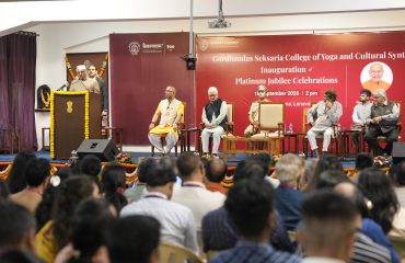 Vice President Shri C. P. Radhakrishnan addressed the Platinum Jubilee celebrations of Gordhandas Seksaria College of Yoga and Cultural Synthesis at Kaivalyadhama, Lonavala on 18.09.2026