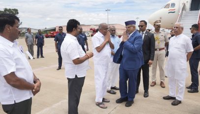 Vice President Thiru C. P. Radhakrishnan was accorded a warm welcome upon his arrival at Coimbatore International Airport on 21.09.2026