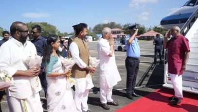 Vice President Shri C. P. Radhakrishnan arrived in Thiruvananthapuram for a one-day visit to Keralam on 27.09.2026