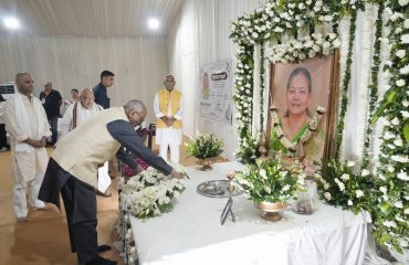 Vice President Shri C. P. Radhakrishnan visited the residence of Former Governor of Rajasthan and Himachal Pradesh and Former Union Minister, Shri Kalraj Mishra ji, in Noida to pay his heartfelt respects to his late wife Smt. Satyawati Mishra ji on 24.09.2026
