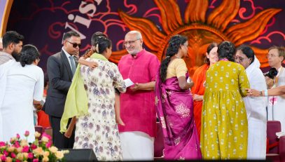Vice President Shri C. P. Radhakrishnan launched several humanitarian initiatives of Mata Amritanandamayi Math during the Vishwa Seva Dinam celebrations at Amritapuri, Kollam on 27.09.2026