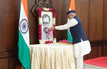 Vice President Shri C. P. Radhakrishnan paid floral tributes to Pandit Deendayal Upadhyaya Ji at Uprashtrapati Bhawan today on his birth anniversary on 25.09.2026