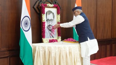 Vice President Shri C. P. Radhakrishnan paid floral tributes to Pandit Deendayal Upadhyaya Ji at Uprashtrapati Bhawan today on his birth anniversary on 25.09.2026