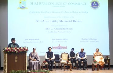 Vice-President C. P. Radhakrishnan graced the Award Ceremony of the 3rd Shri Arun Jaitley Memorial Debate at Shri Ram College of Commerce, University of Delhi on 25.09.2026