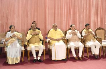 Vice President Shri C. P. Radhakrishnan attended the Bhajan Sandhya at the residence of former President Shri Ram Nath Kovind Ji in New Delhi on 01.10.2026