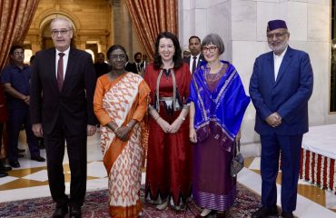 Vice President Shri C. P. Radhakrishnan attended the banquet hosted by Hon’ble President Smt. Droupadi Murmu in honour of the President of the Swiss Confederation, H.E. Mr. Guy Parmelin at Rashtrapati Bhavan on 05.10.2026