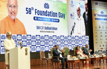 Vice-President Shri C. P. Radhakrishnan graced the 58th Foundation Day celebrations of the Institute of Company Secretaries of India (ICSI) at Bharat Mandapam, New Delhi on 04.10.2026