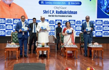 Vice-President Shri C. P. Radhakrishnan graced the 58th Foundation Day celebrations of the Institute of Company Secretaries of India (ICSI) at Bharat Mandapam, New Delhi on 04.10.2026