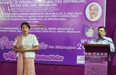 Directors Welcome Address during purple fair at Ampati, South West Garo Hills District Meghalaya