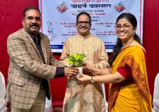 Hon'ble CEO sir and Secretary Madam felicitating wellknown Marathi author and orator Shri. Pravin Davane ji