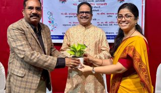 Hon'ble CEO sir and Secretary Madam felicitating wellknown Marathi author and orator Shri. Pravin Davane ji
