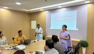 Secretary Kalpana Jagtap speaking at a training program organized for the officers and employees of the MMR SRA