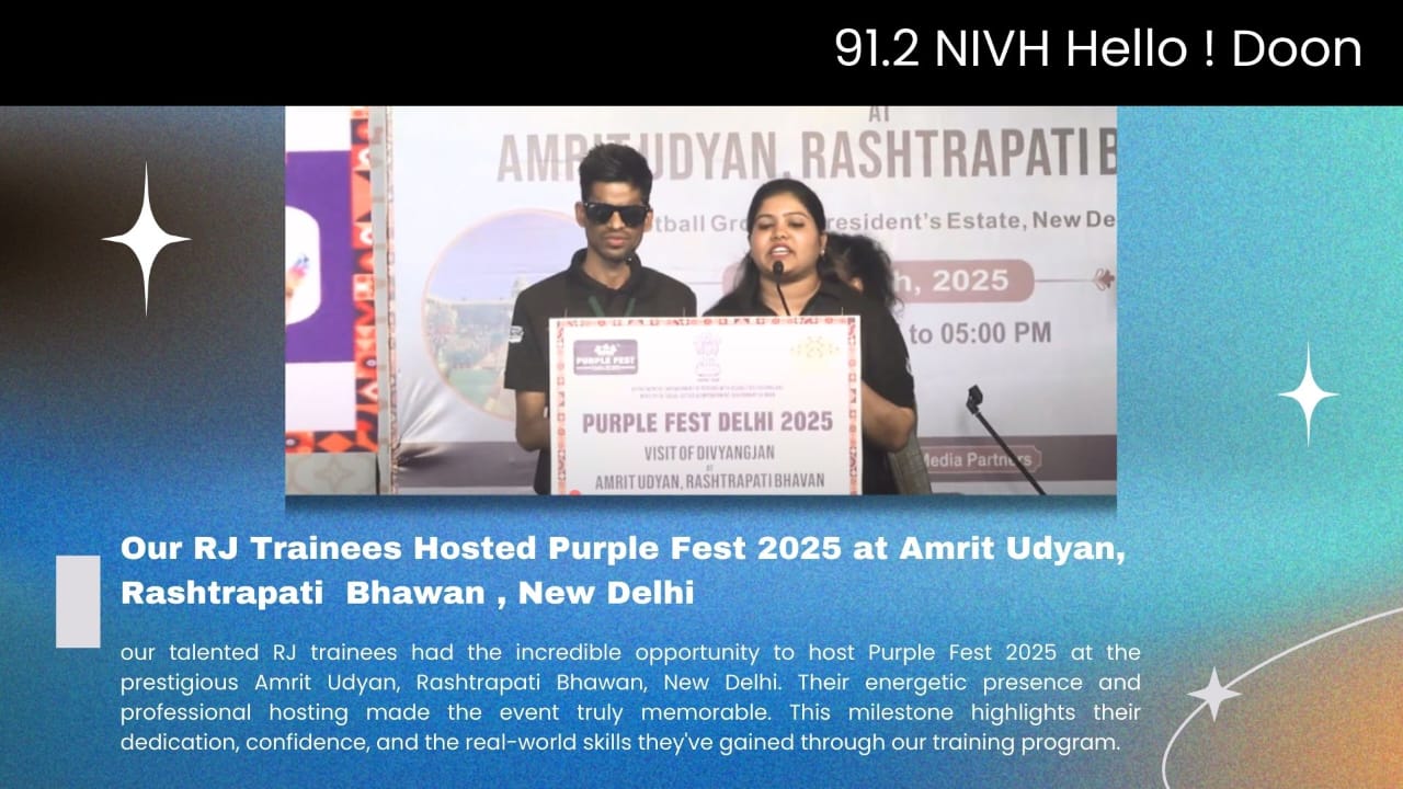 RJ trainees doing anchoring during Purple Fest at Rashtrapati Bhawan