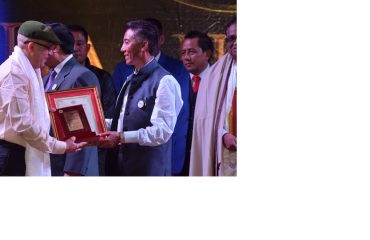 Shree Birendra Chettri, SIO NIC Sikkim being felicitated by Hon’ble Speaker, Shree K.N.Rai