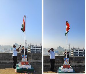 SIO-TS & Head NIU unfurling the National flag