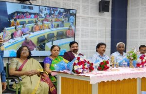 SIO TS & Head NIU, Shri B. Ramachander and Smt Sunanada Bhattacharjee along with Sh B.V. Reddy, DDG & HoD Sarathi, Sh M.S Shanti Kumar, ASIO (State) on the dais