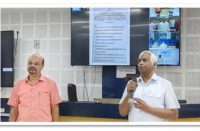 Shri. Peter Francis Thambusamy A, DDG & SIO TS & Shri. Anil Rathore, STD & HoD NIU Hyderabad reading the Preamble to the Constitution & DIOs from Districts connected on VC