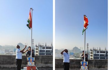 SIO-TS & Head NIU unfurling the National flag