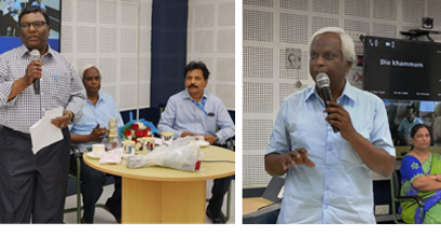 (left)Shri. G D Vinod Kumar speaking on the occasion SIO-TS & Head NIU Hyderabad speaking on the occasion(Right)SIO-TS & Head NIU Hyderabad speaking on the occasion