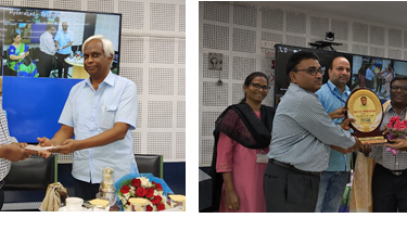 (left)SIO-TS & Head NIU handing the gift to Shri.G D Vinod Kumar(Right)AINOA SEB Team handing the ANIOA Memento to Shri. G D Vinod Kumar
