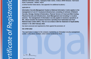 NDC Hyderabad ISO 27001 certificate