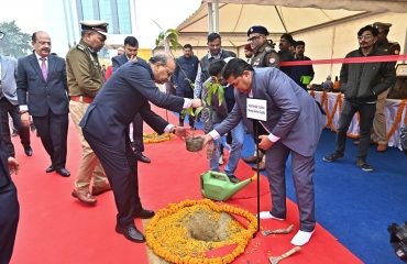 Plantation By Hon'ble Dignitaries During Inauguration of New Office Building of UPSLSA