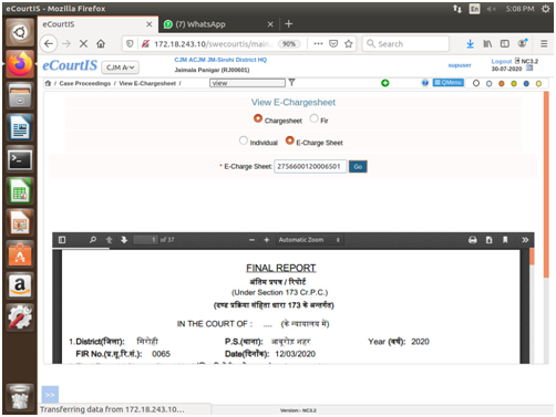 View of Charge Sheet in CIS