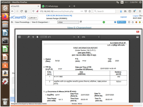 View of CCTNS Generated FIR in CIS