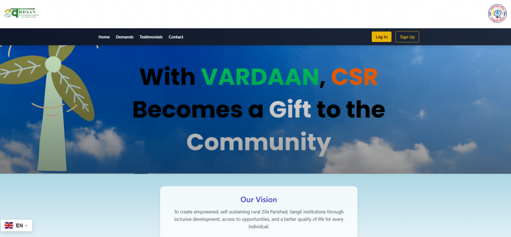 vardaan website homepage