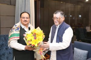 Honourable Governor jharkhand with Union Minister of Health and Family Welfare and Minister of Chemicals and Fertilizers