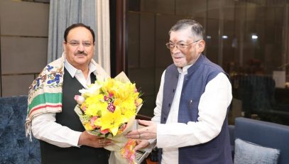 Honourable Governor jharkhand with Union Minister of Health and Family Welfare and Minister of Chemicals and Fertilizers