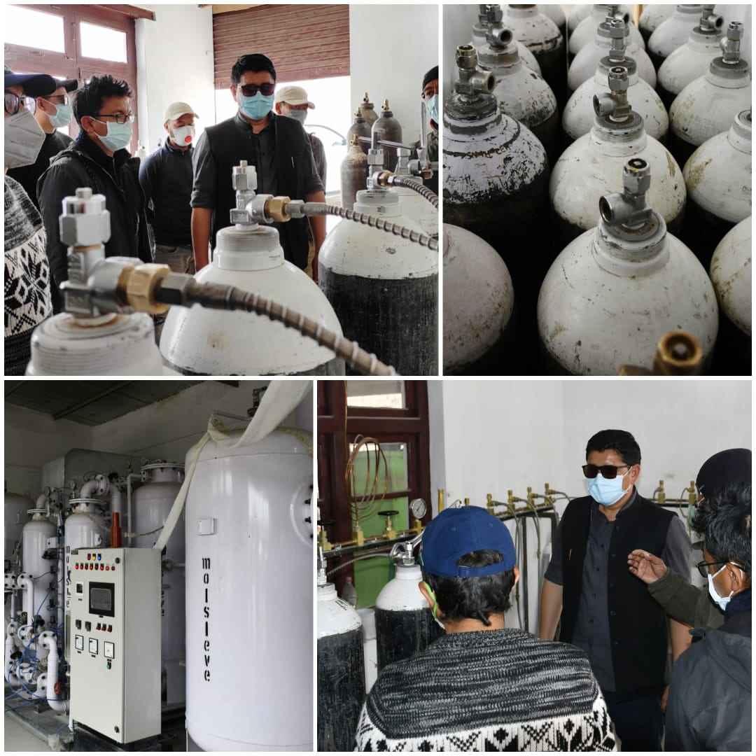 CEC Leh and MP Ladakh visit SNM and Oxygen plants in Leh Reviews Oxygen supply and addresses common issues of health workers