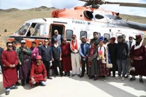 Successful trial landing of Pawan Hans MI- 172 helicopter conducted at Sapi Recce of helipads conducted at different locations