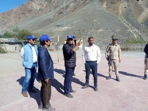 Secretary Ravinder Kumar takes stock of on-going works on Trout Rearing Unit Drass, GHS Thasgam, Ice Hockey Rink Kurbathang (2)