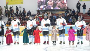 Teams at the opening of KIWG 2025 in Leh on Thursday. SAI Media pix