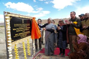 FM Nirmala Sitharaman lays foundation stone for Mini Planetarium and Astro Globe at Hanle Dark Sky Reserve.